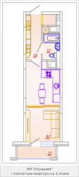 Однокомнатная квартира 29.1 м²