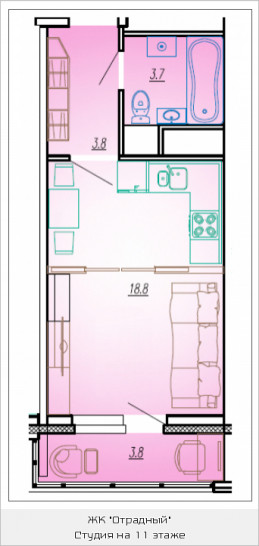 Студия 27.7 м²