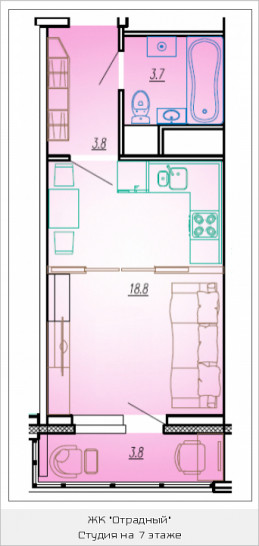 Студия 27.7 м²