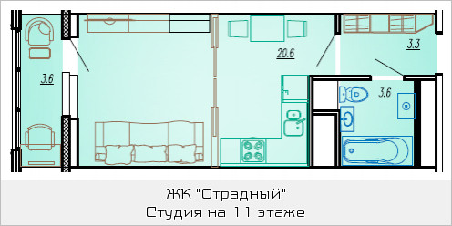 Студия 29.2 м²