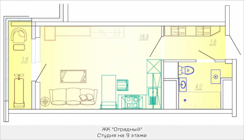 Студия 27.7 м²